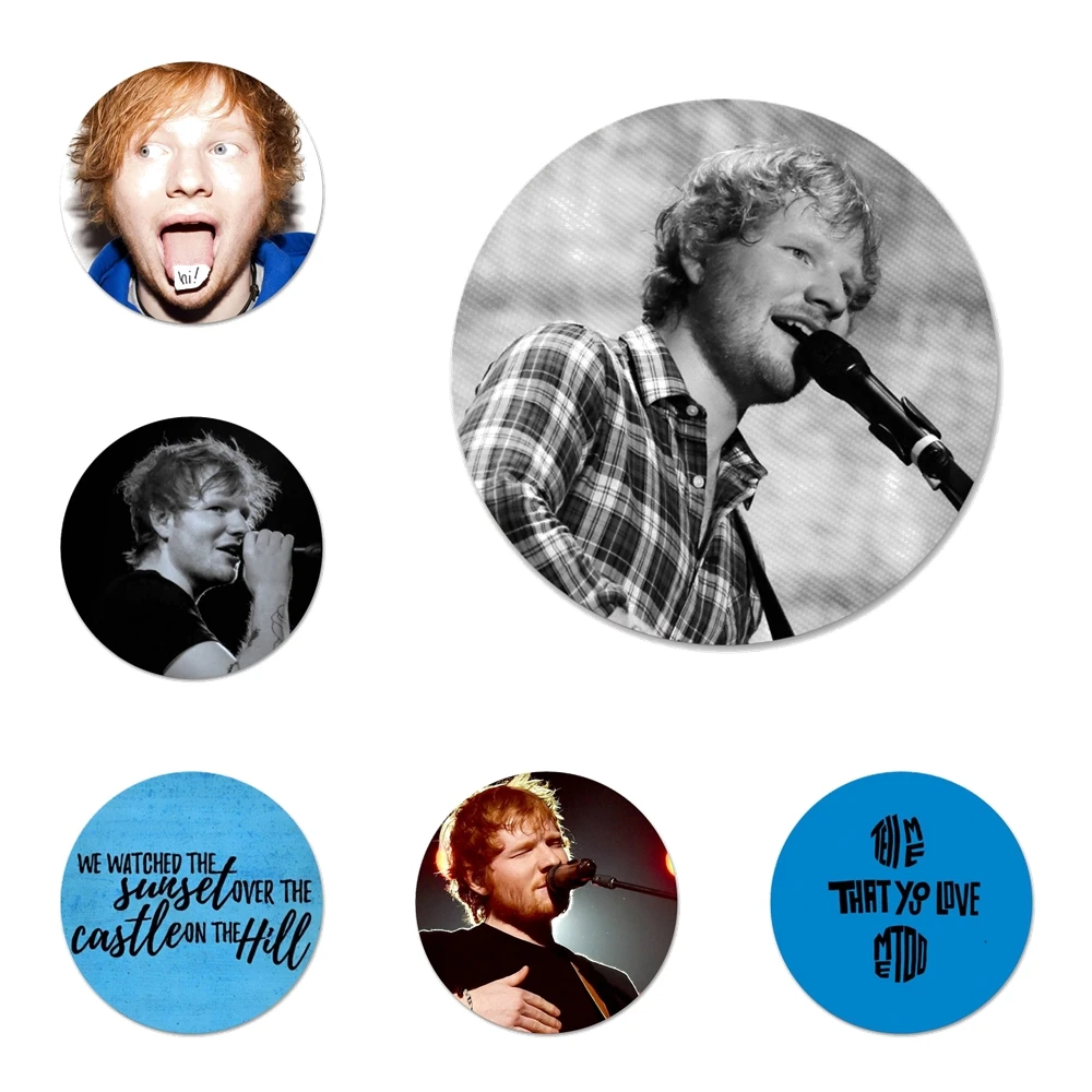 

Singer Star Ed Sheeran Icons Pins Badge Decoration Brooches Metal Badges For Clothes Backpack Decoration 58mm