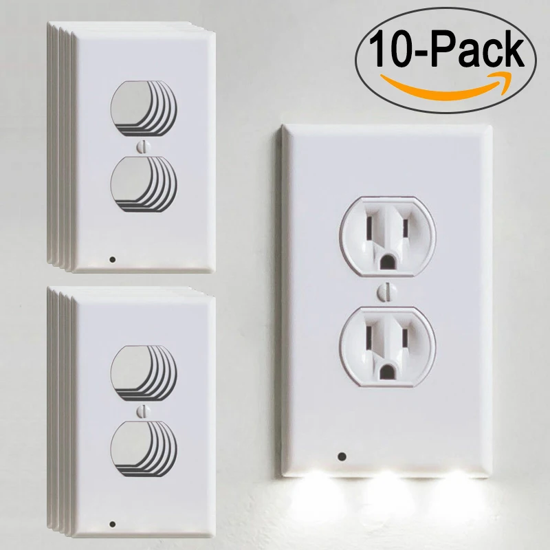 10Pack Kohree 10 шт розетки накладка-чехол с светодиодный ночной Светильник Безопасности Светильник Сенсор штекер накладка розетка переключатель крышки для прихожей - Испускаемый цвет: 10Pack