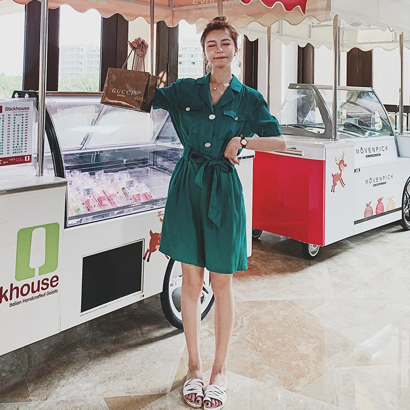 

Женское Повседневное платье, женское цельнокроеное платье-рубашка в Корейском стиле, свободное прямое тонкое драпированное платье средней...