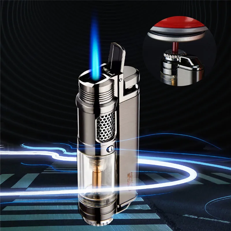 Факфонарь ная зажигалка ветрозащитная Бутановая струйная газовая прозрачная