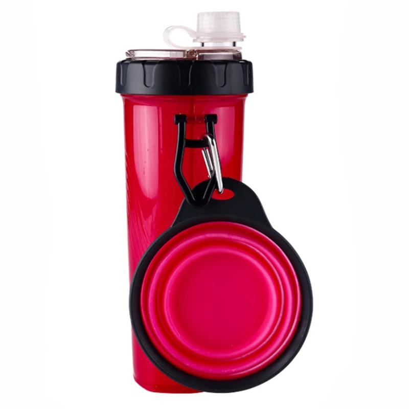 Портативная 2 в 1 ПЭТ бутылка для воды контейнер еды со складной силиконовой