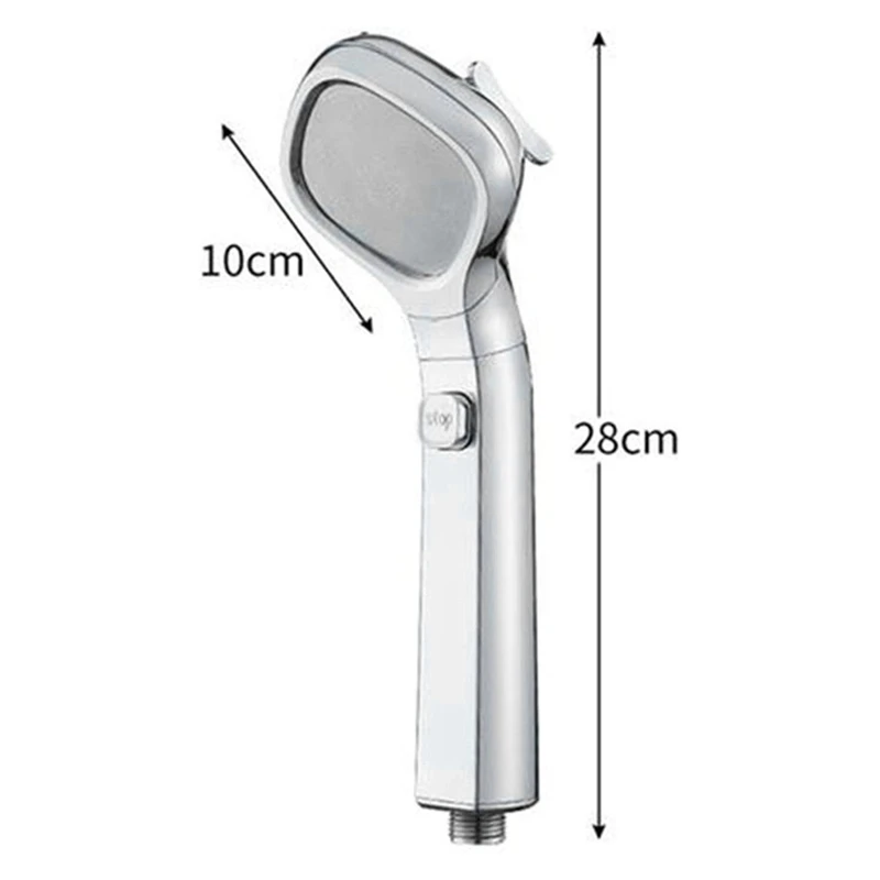 

Square Shower Head 4 Gear Pressurized Shower Head High Pressure Handheld Water-Saving Filter Accessories