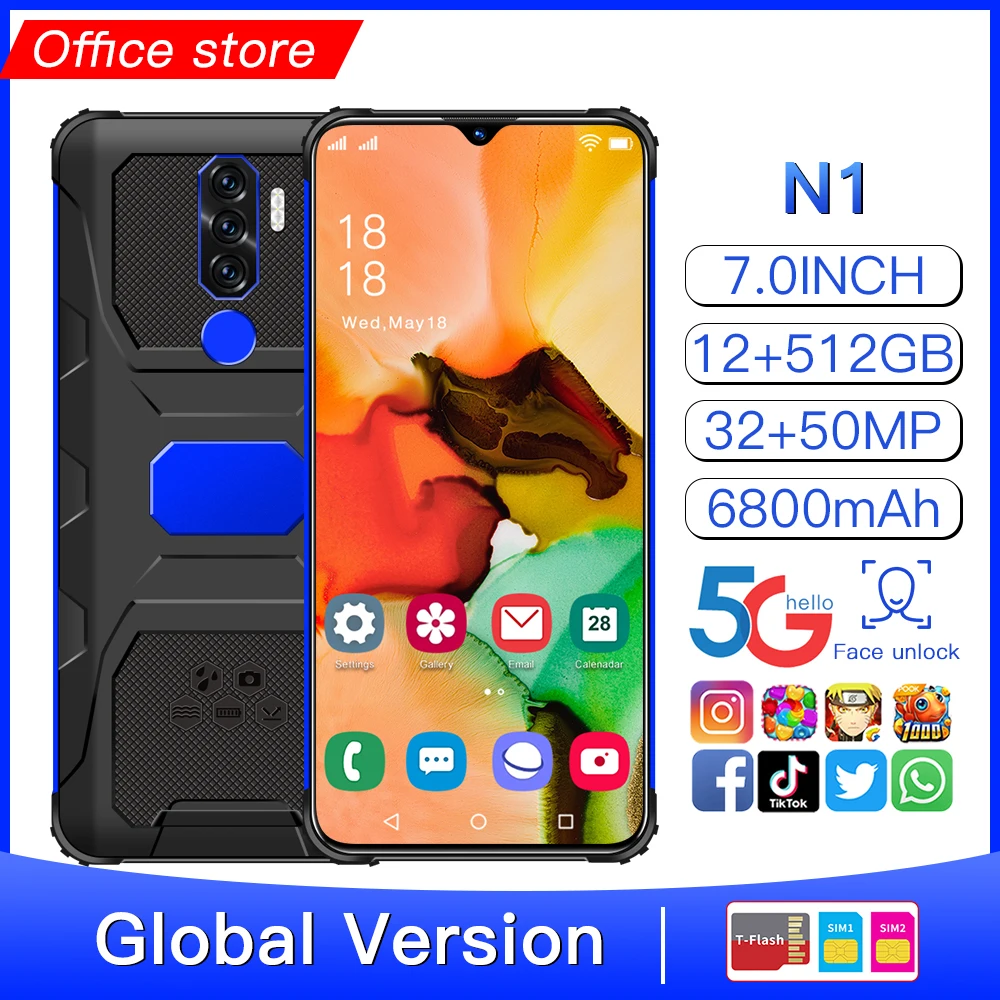 

Smartphone N1 7.0“ Shockproof Andriod11 Waterproof Qualcomm 888 Waterproof Rugged Global Version 8Cores Dual SIM Card Cellphone