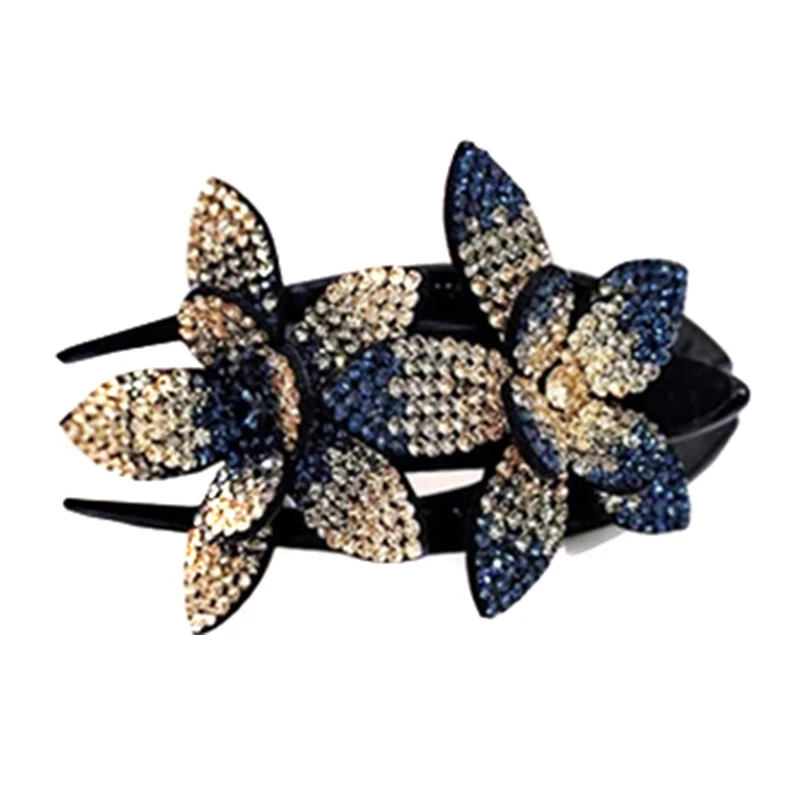 

Newly 2/6pcs Rhinestone Double Flower Hair Clip Women Hair Dovetail Clip Non-slip Comb Headdress Rhinestone Floral Hair Clip FIF