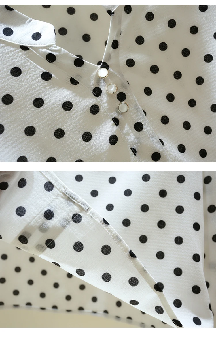 

Long Sleeve Dot Chiffon Blouse Shirt Blouse Women Blusas Mujer De Moda 2021 V-Neck Office Blouse Tops Women Clothing Blusa E57
