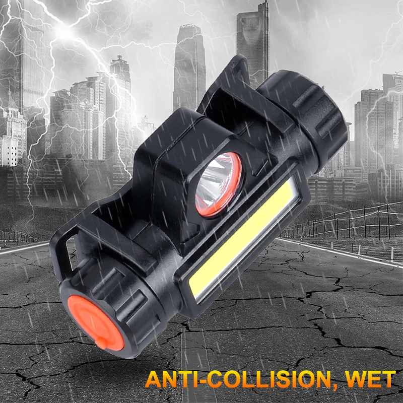 Портативный светодиодный налобный фонарик cob USB зарядное устройство кабель