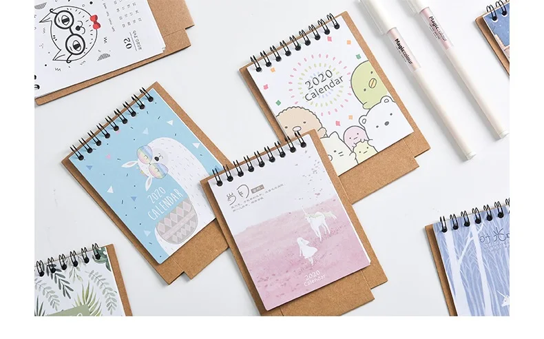 Год Kawaii мультфильм Животные Настольный календарь DIY крафт-бумага мини-календарь планировщик расписаний,08-,12