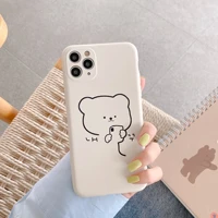 korean simple bear cute cartoon white phone case for iphone 12 11 pro max case silicone cover for iphone xs xr x 7 8 plus cases