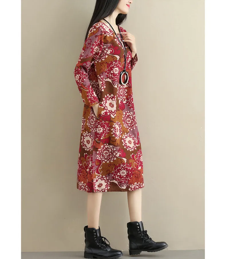 Модное осенне-зимнее платье 2020 Женские винтажные повседневные свободные платья