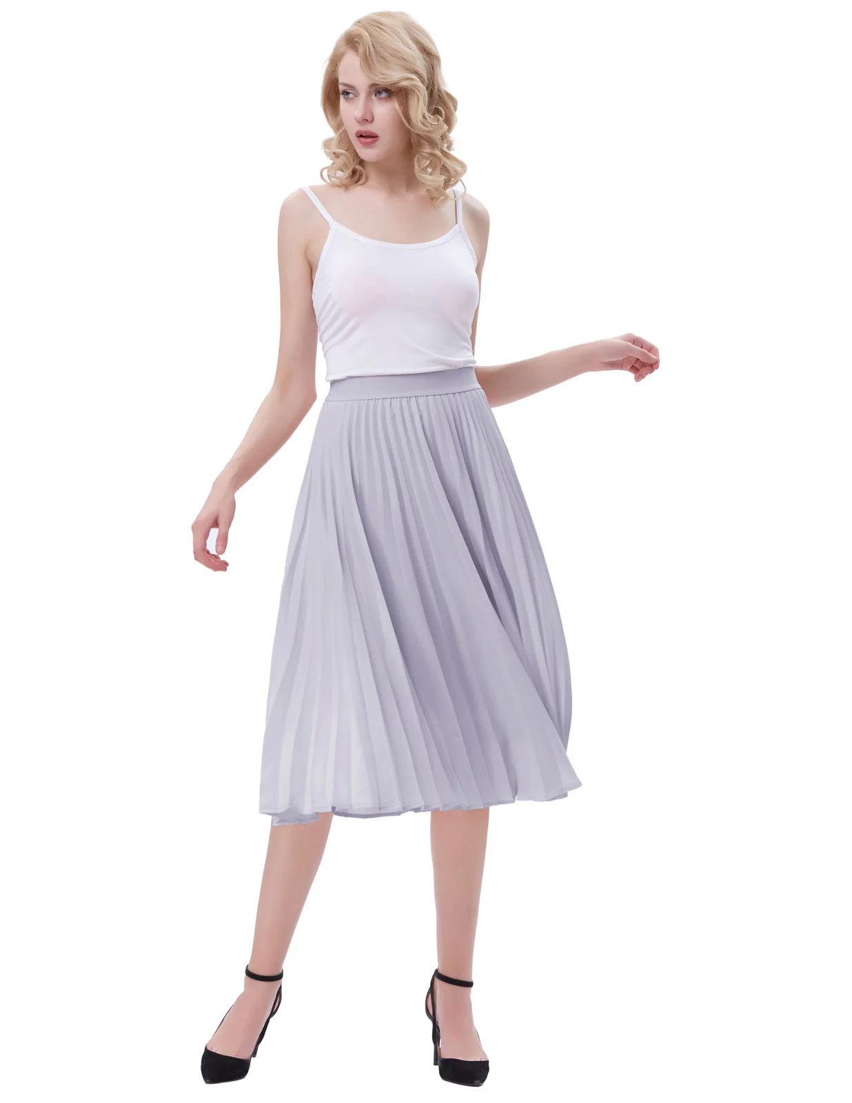 2020 Spring Women Elegant Maxi Pleated Skirt High Waist A-Line Elasticated Long Casua Party Skirts Vintage Female | Женская одежда