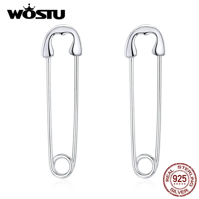 Женские серьги гвоздики WOSTU в стиле панк минималистическом из настоящего серебра