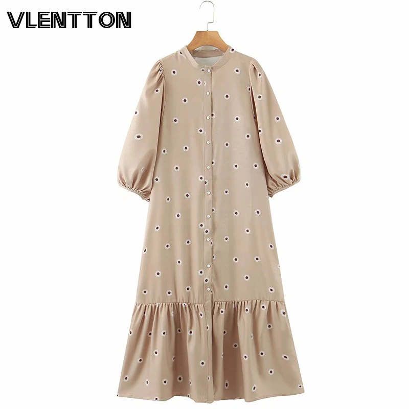 Женское платье рубашка с винтажным принтом белое фиолетовое повседневное