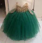Бальное платье на заказ платья для маленьких девочек с длинным рукавом Зеленый Тюль цвета шампанского кружевной топ детское свадебное платье платья для девочек