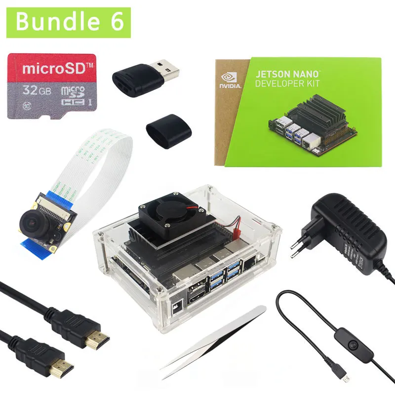 Комплект 6 NVIDIA Jetson Nano Developer Kit Cortex-A57 1,43 ГГц 128-core Maxwell GPU Акриловый Чехол | вентилятор | адаптер питания | sd-карта | HDMI - Комплект: Комплект 6