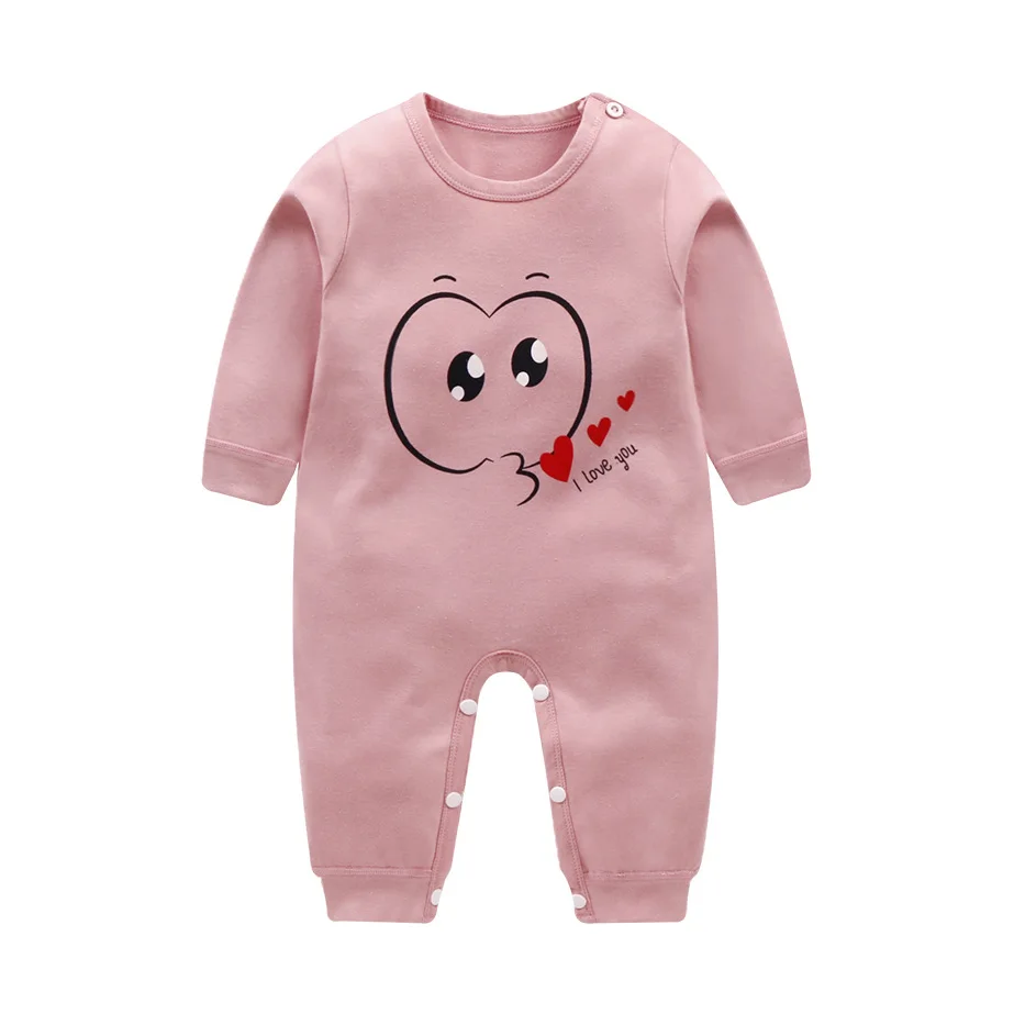 darkpink Осенний Детский комбинезон унисекс для малышей от 0 до 12 месяцев, комбинезон из хлопка с длинными рукавами для мальчиков и девочек, Ropmer, одежда с круглым вырезом и рисунком для новорожденных - Цвет: darkpink