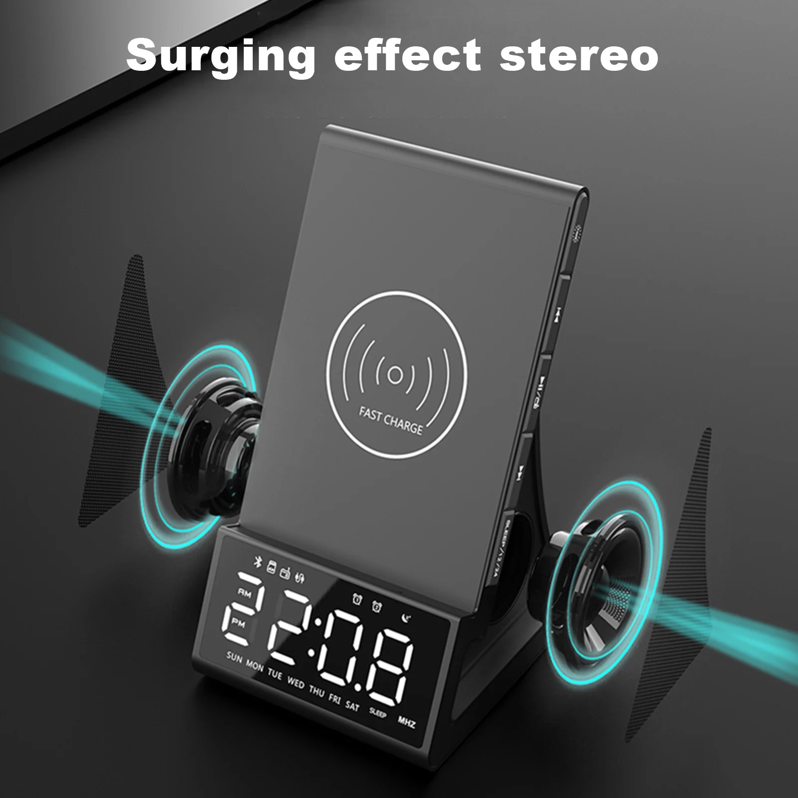 

Wireless Charger Bluetooth Speaker Alarm Clock Remote Control Electronic LED Smart Digital Desktop Clock Fm Radio USB expert
