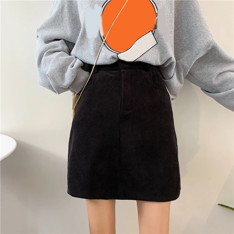 Кофейные короткие облегающие Женские юбки на пуговицах тонкая Корейская Высокая