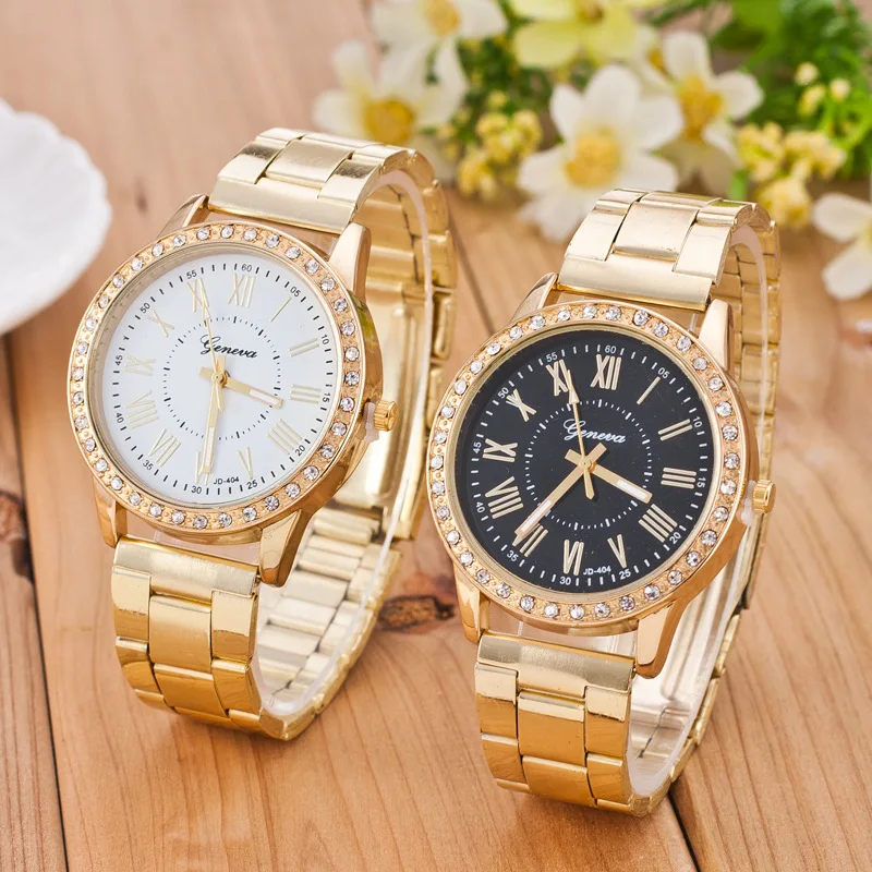 

Fashion Women Watches Geneva Classic Women's Diamond Gold Wrist Watch Ladies Watch Dress Clock relogio masculino reloj mujer