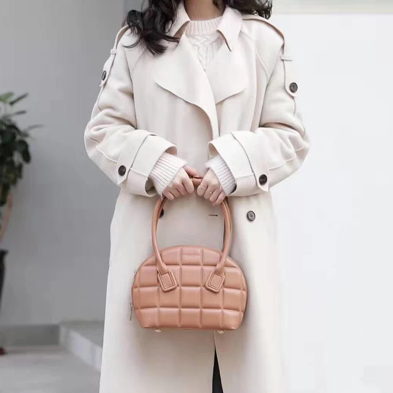 Шикарная клетчатая тисненая женская сумка модная маленькая сумочка от