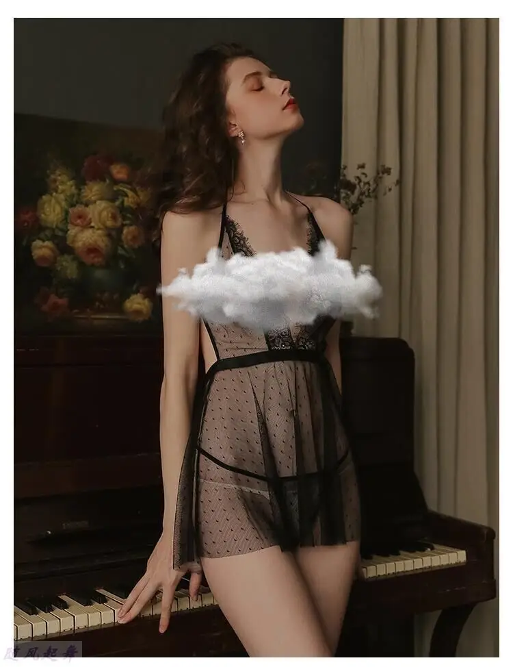 Женская Прозрачная Кружевная одежда для сна сетчатая кружевная прозрачная с