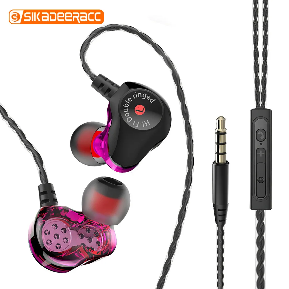 D6 проводные наушники 4 ядра Hi-Fi стерео для мобильных телефонов спортивные с
