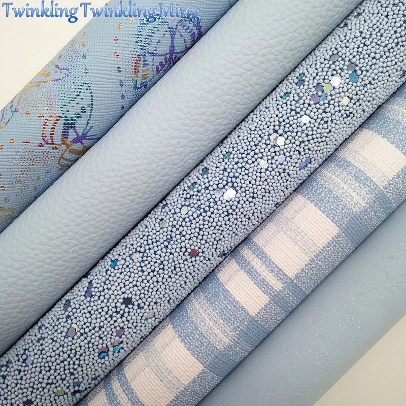 Синяя блестящая ткань с бусинами искусственная кожа личи клетчатая простыни для