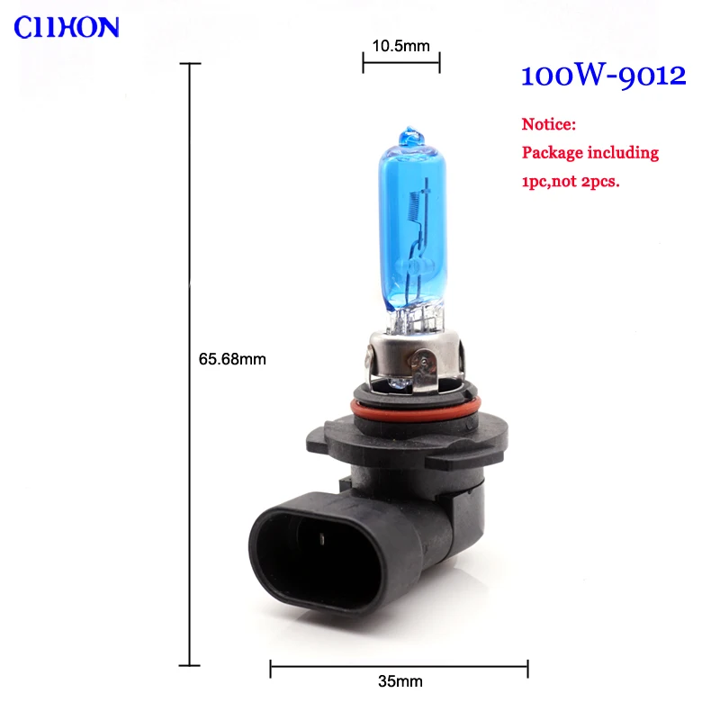 1pc-100W-9012 Ciihon белый галогенные лампы H1 H3 H4 HB2 H7 H8 H11 9005 HB3 9006 9012 H15 55 Вт 100 Вт кварцевое стекло Автомобильные светодиодные лампы фар - Испускаемый цвет: 1pc-100W-9012