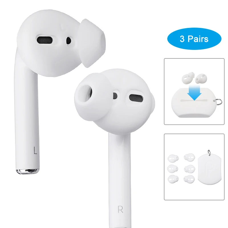 3 пары + 1 чехол амбушюры для наушников iphone Airpods силиконовые вкладыши