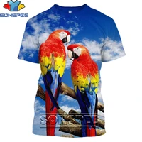 sonspee parrot bird painted t shirt 3d printed mens top summer fun womens unisex clothing short sleeved o neck streetwear tee