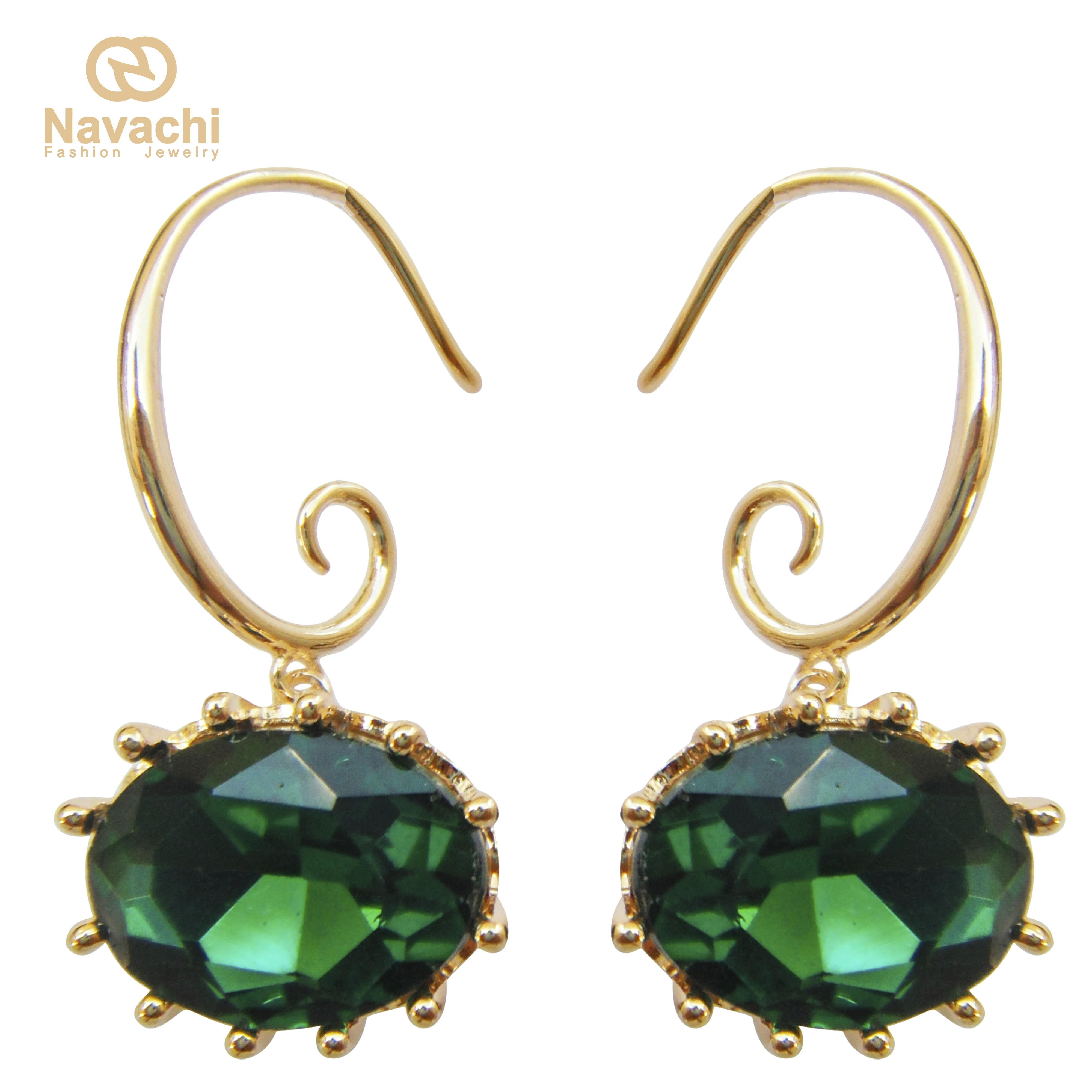 Navachi Овальный зеленый красный синий кристалл кубический цирконий желтый GP серьги