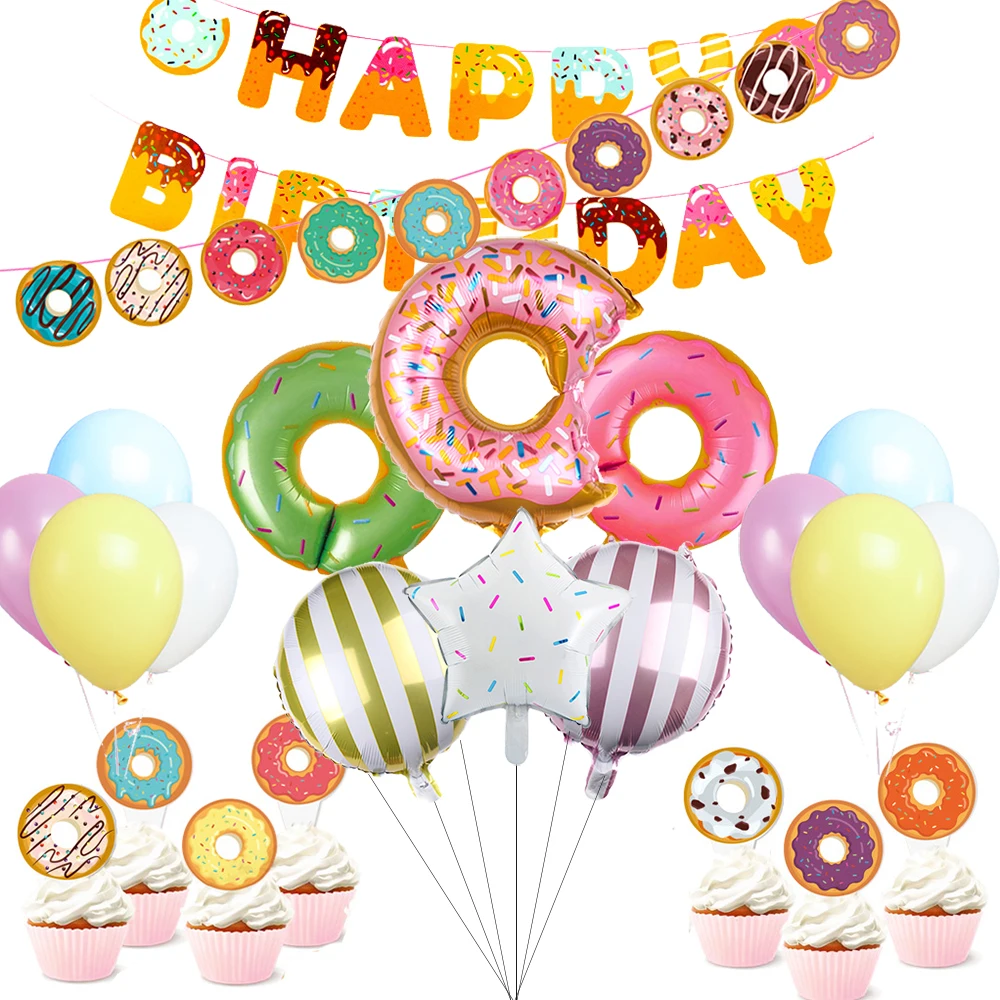 Пончик вечерние Пончики торт топперы глазурь баннер спиральное украшение фрукты