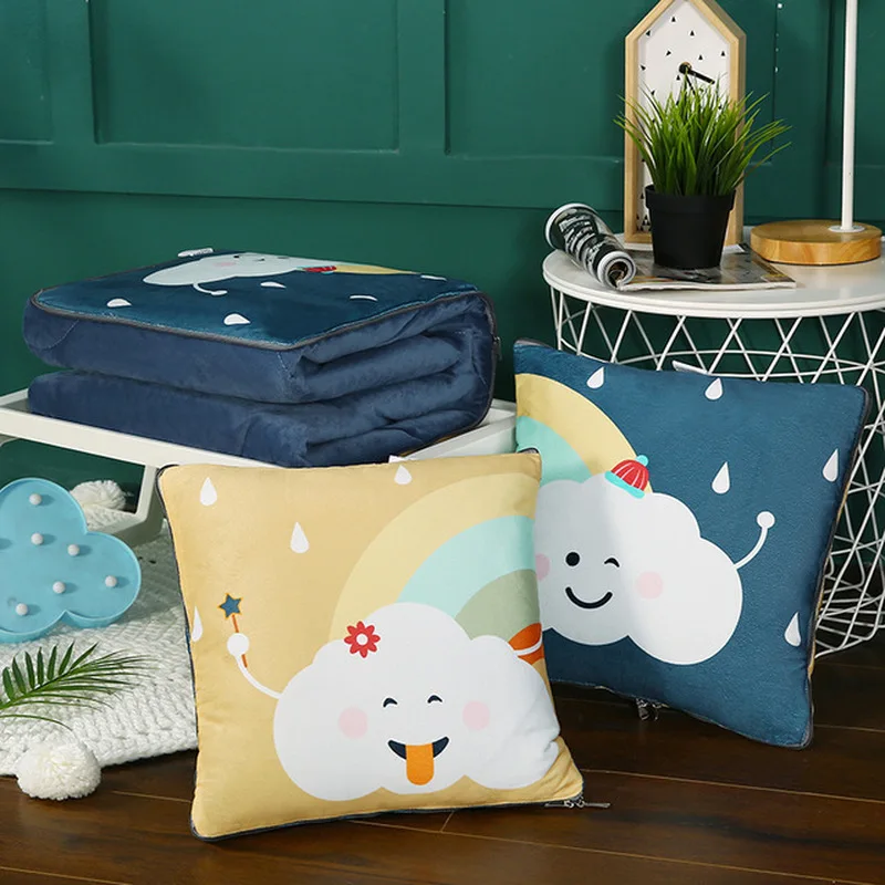 2 в 1 кристальная Бархатная подушка одеяло креативные одеяла с рисунком