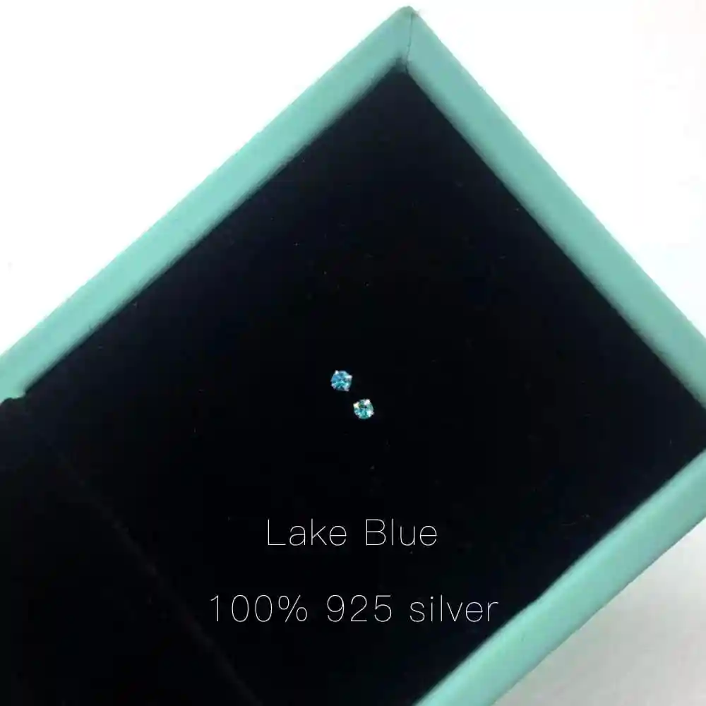Lake blue Новое поступление, 925 пробы серебряные натуральные ювелирные изделия ручной работы, милые круглые модные серьги-гвоздики для женщин, подарки - Цвет камня: Lake blue