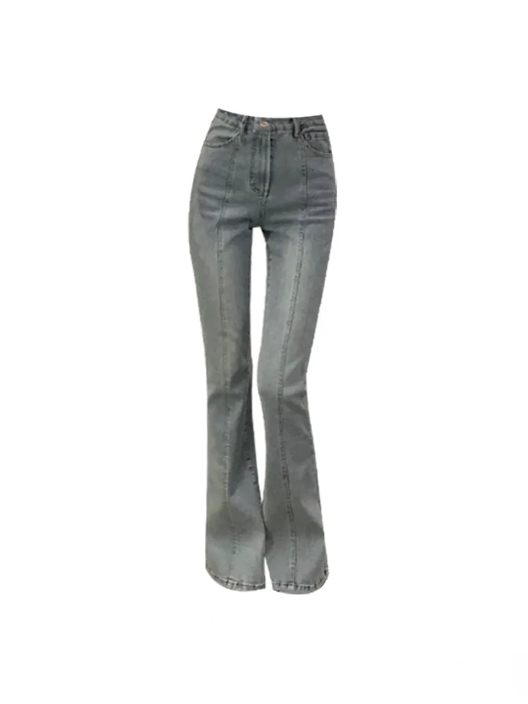 Винтажные серые женские джинсы, летняя сексуальная высокая талия, расклешенные, длина по щиколотку, одноцветные, клубный стиль, женская оде... от AliExpress RU&CIS NEW