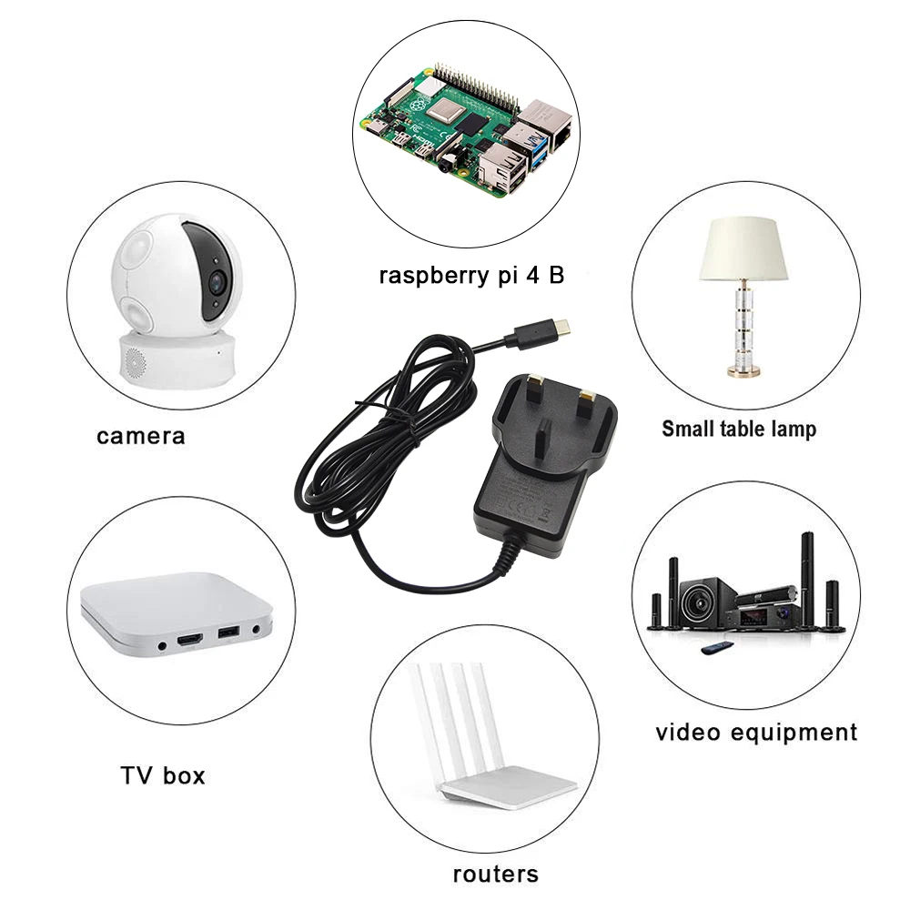 Raspberry Pi 4 зарядное устройство для Великобритании адаптер питания 5 В 3 А источник