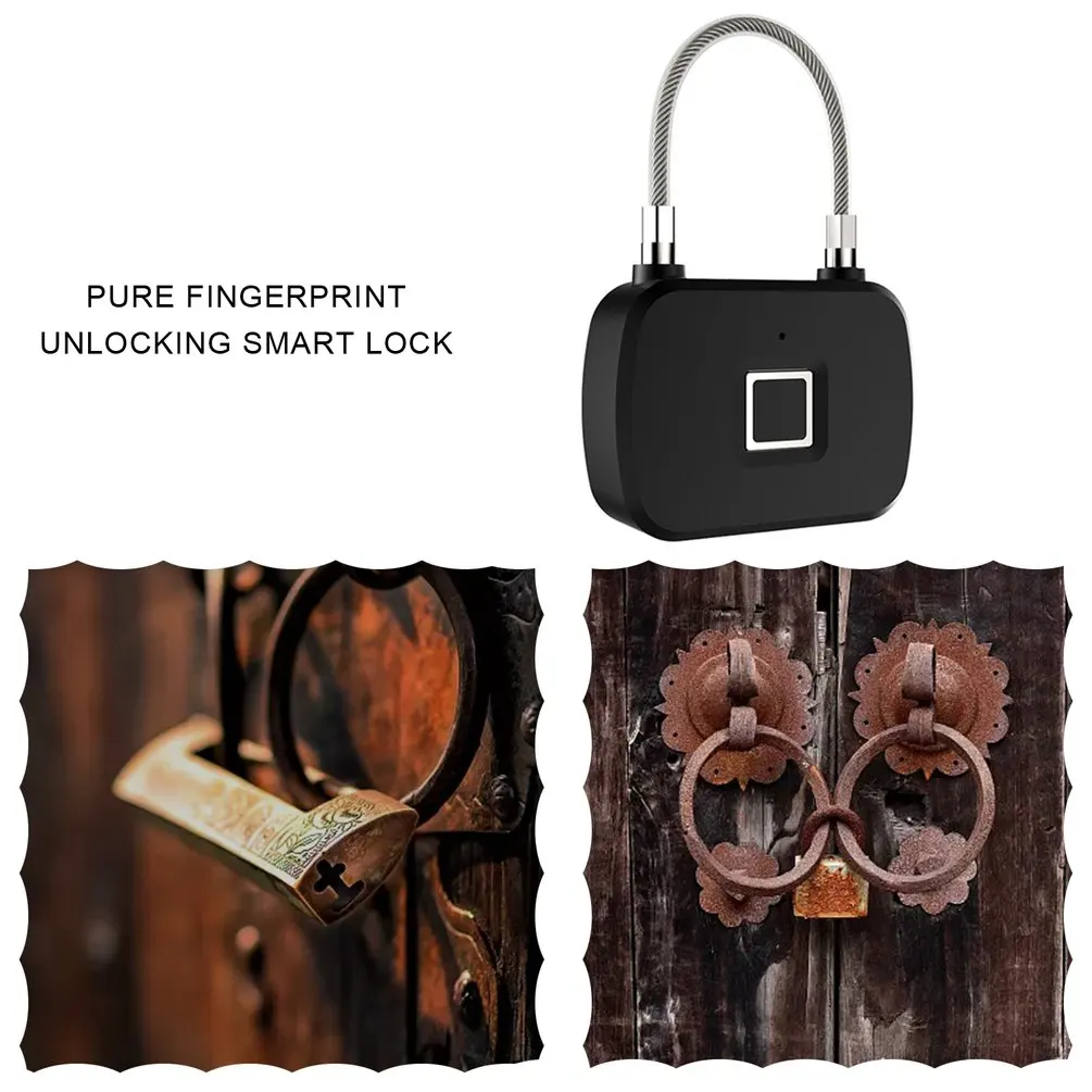

L13 Pure Fingerprint Unlocking Smart Fingerprint Door Lock Security Padlock USB Rechargeable Waterproof Travel Anti-Theft Lock