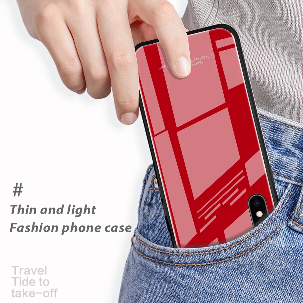 Защитный чехол из мягкого ТПУ с краями для iPhone XS Max XR 7 8 простой закаленного стекла