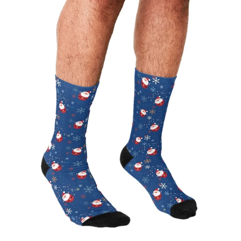 

Забавные мужские носки 2021, счастливые носки в стиле хип-хоп с рисунком Санты на Рождество, милые мужские сумасшедшие носки в уличном стиле