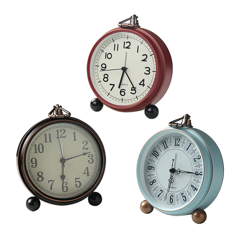 Металлический ночной Светильник тихий будильник антикварная мини Стиль часы