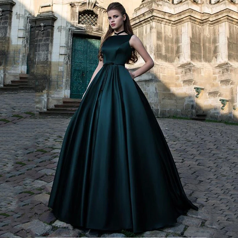 

Sodigne Satin Formal Evening Dress 2020 Elegant Simple Corset Abiye Prom Dress With Belt Celebrity Dress