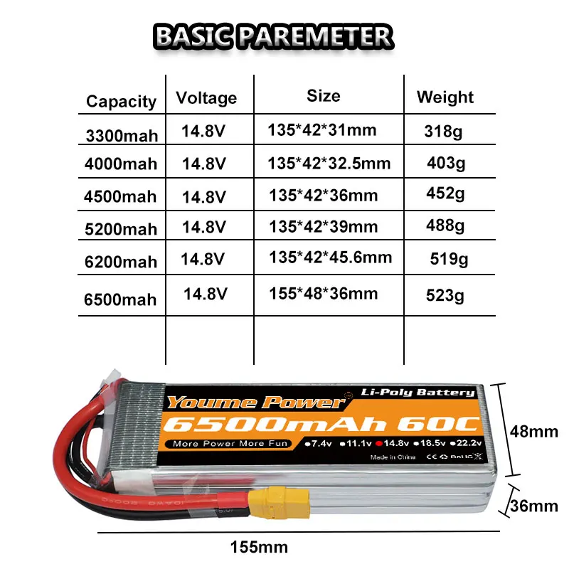 аккумулятор youme rc lipo 148 в 5000 мач 5200 мач 620