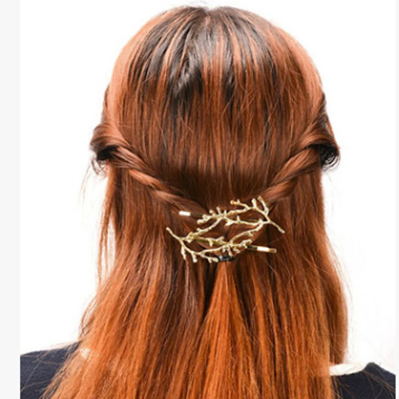 

Fashion Women Girls Metal Branch Leash Hairpin Barrettes Bobby Brooches Accessories Branch Leaves Jewelry Metal