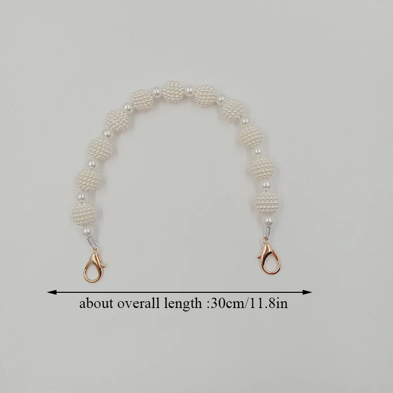 

Fashion 30cm Quality Chain High Brightness Pearl Bag Strap Handle Pendant Portable Short With Diamond Large Bracelet DIY