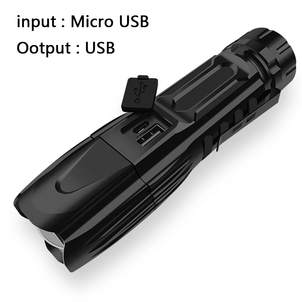 Светодиодный фонарик xhp90 с usb зарядкой растягивающийся зум ударопрочный мощный