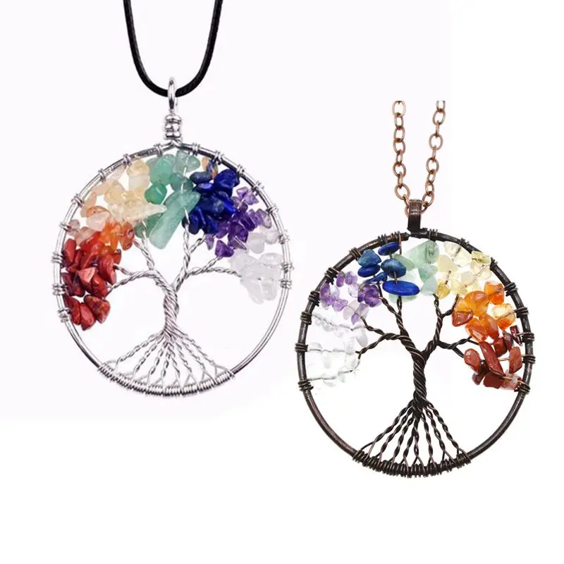 Дерево жизни кристалл круглая маленькая подвеска кулон золотой и серебряный