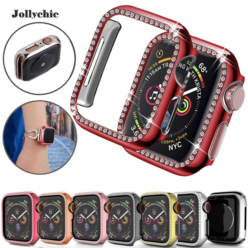 Металлический Алмазный защитный чехол для apple watch, защитный экран серии 4, 3, 2, 1, чехол 38 мм, 42 мм, 40 мм, 44 мм, iwatch, чехол для женщин