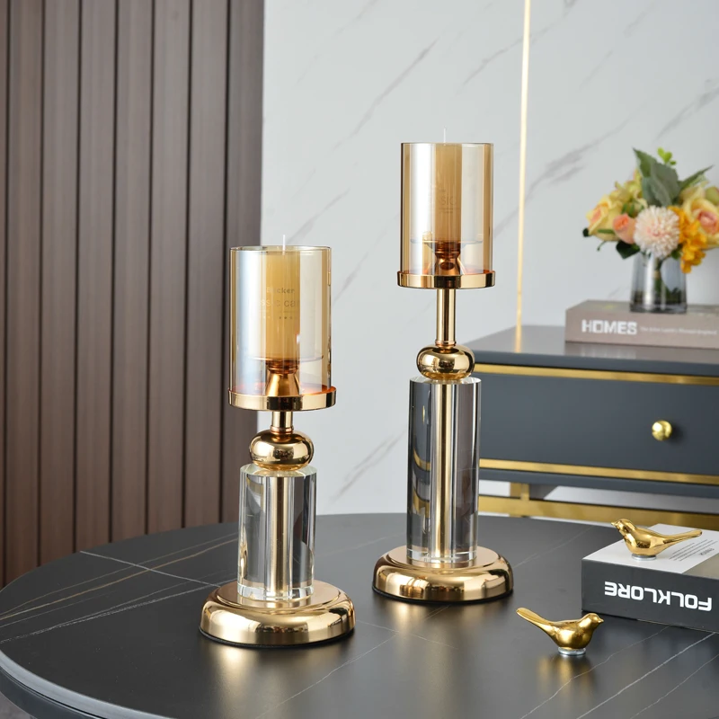 

Crystal Bulk Candle Holders Glass Metal Modern Wedding Centerpieces Candlestick Holder Centro De Mesa Gold Home Decor EA60ZT