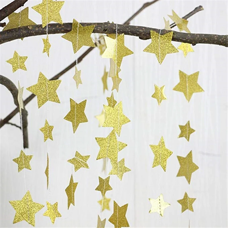 

3M Twinkle Star Paper Gold Garland Bunting Banner Hanging Wall Decoration for Birthday Party Baby Shower Christmas Wedding
