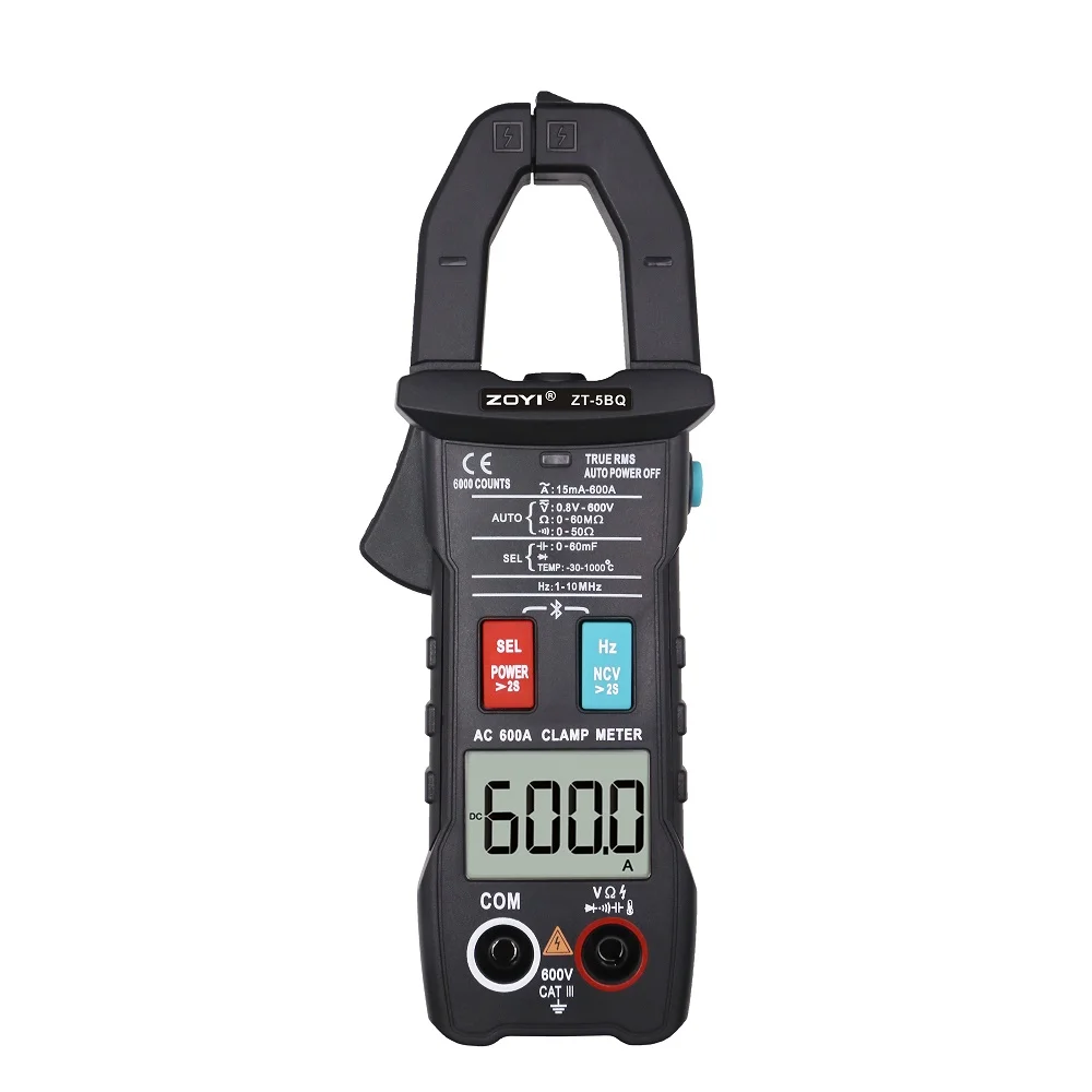 

ZOYI ZT-5BQ Digital Clamp Meter 6000 Counts High Precision Multimeter 600A AC DC Current Voltage Tester