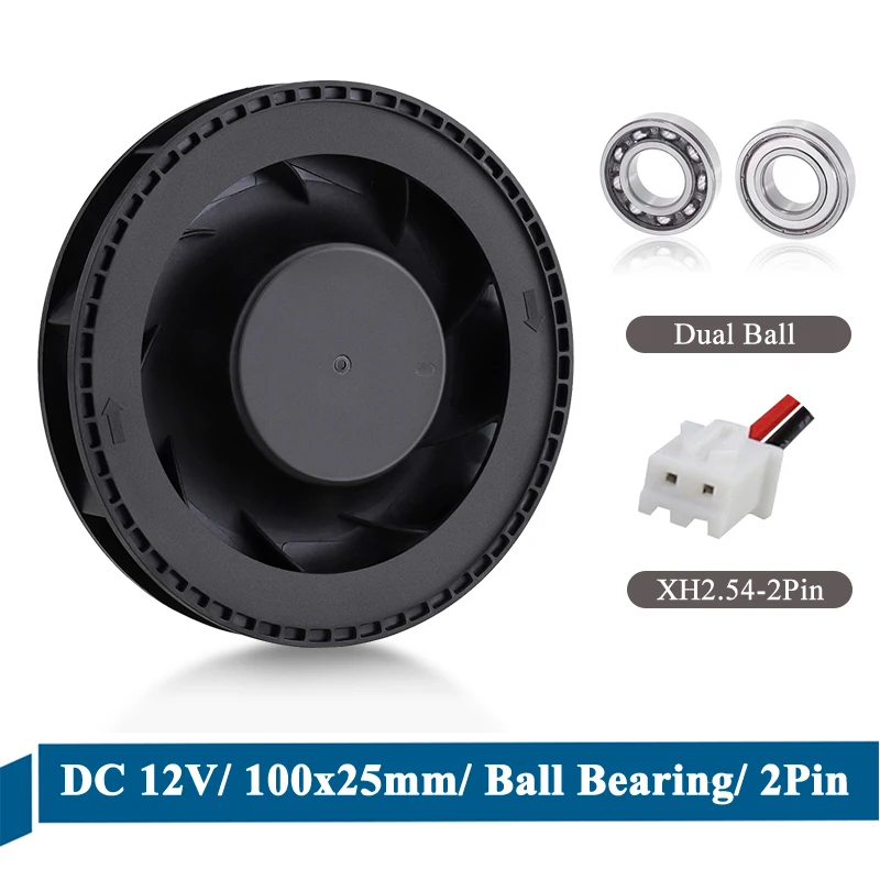 1 шт. 100x100x25 мм 10025 DC 12 В вентилятор центробежный вентилятор 100 мм * 25 мм 10 см Шарикоподшипниковый двигатель для автомобиля очиститель воздуха кулер вентилятор